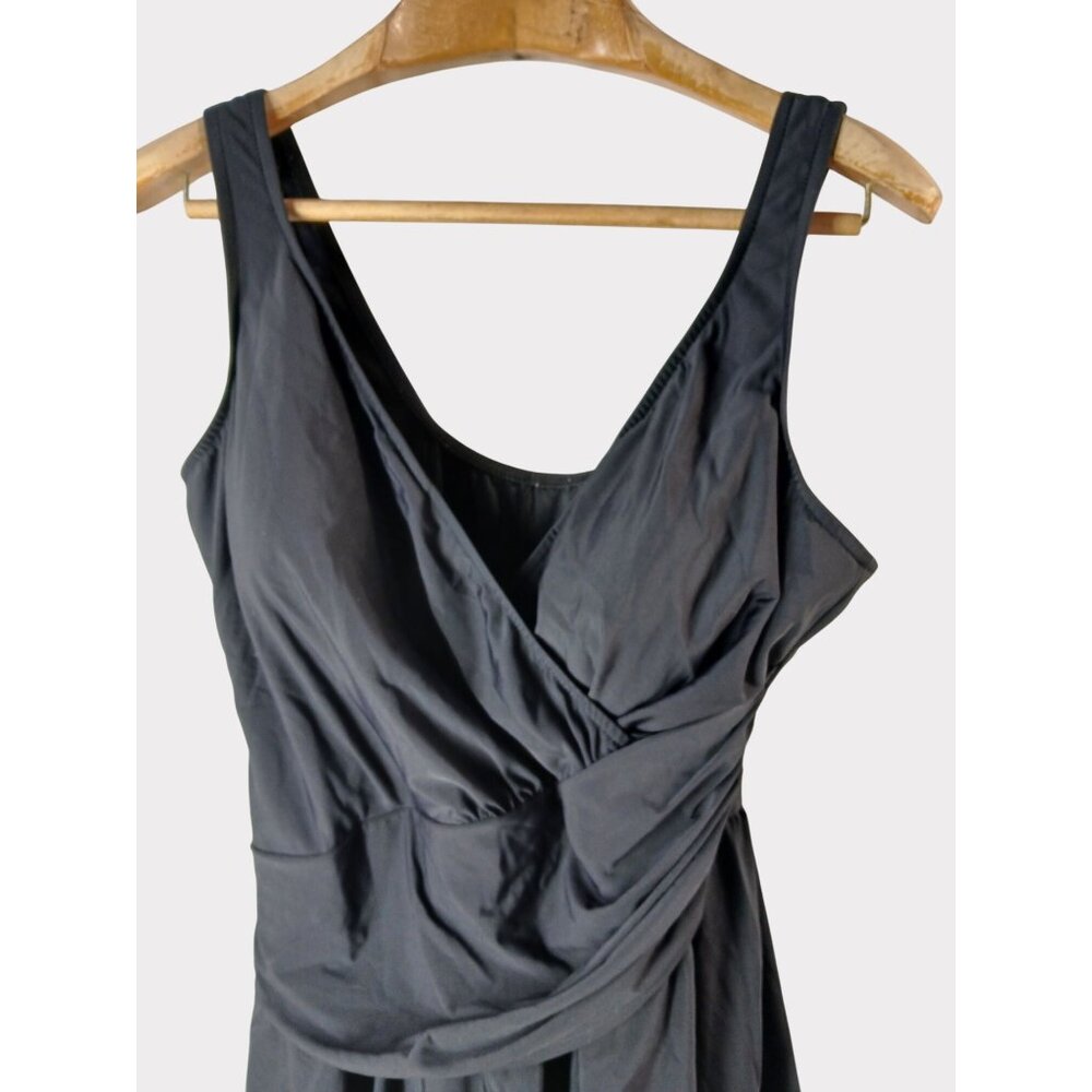 Womens Miraclesuit Black Wrap Style Swimdress Swimsuit Size 22W 22 W V Neck Plus - Picture 2 of 11